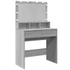 Szürke sonoma színű fésülködőasztal LED-del 80 x 41 x 134,5 cm