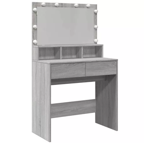Szürke sonoma színű fésülködőasztal LED-del 80 x 41 x 134,5 cm