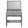 Szürke sonoma színű fésülködőasztal LED-del 80 x 41 x 134,5 cm