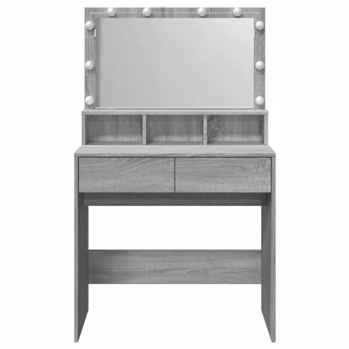 Szürke sonoma színű fésülködőasztal LED-del 80 x 41 x 134,5 cm