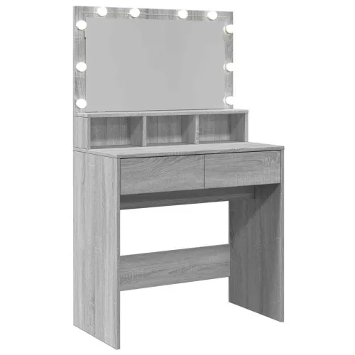 Szürke sonoma színű fésülködőasztal LED-del 80 x 41 x 134,5 cm