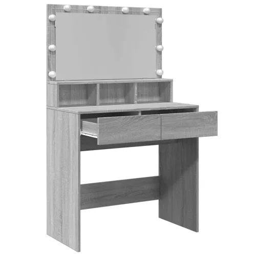 Szürke sonoma színű fésülködőasztal LED-del 80 x 41 x 134,5 cm