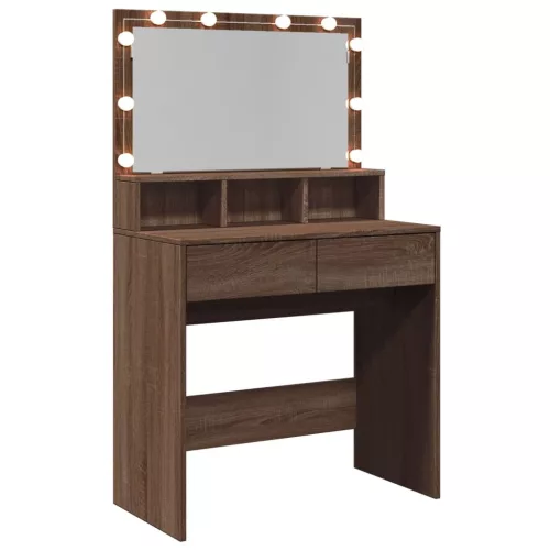 Barna tölgy színű fésülködőasztal LED-del 80 x 41 x 134,5 cm