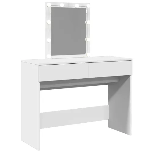 Fehér fésülködőasztal LED-del 100 x 40 x 130 cm