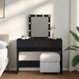 Fekete LED-es fésülködőasztal 100 x 40 x 130 cm