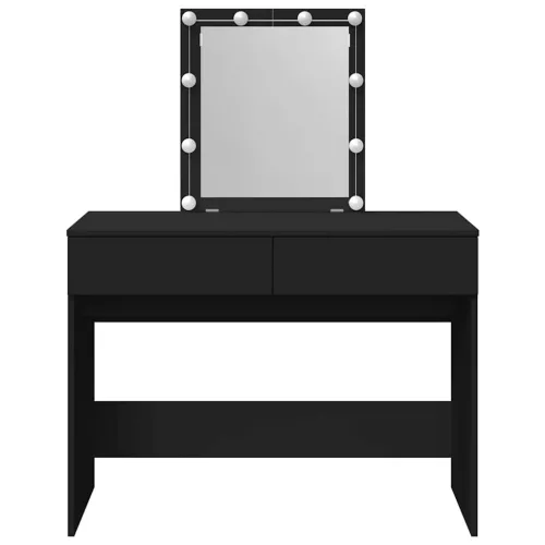 Fekete LED-es fésülködőasztal 100 x 40 x 130 cm