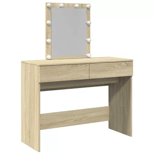 Sonoma tölgy színű fésülködőasztal LED-del 100 x 40 x 130 cm