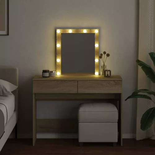 Sonoma tölgy színű fésülködőasztal LED-del 100 x 40 x 130 cm