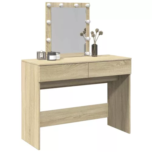 Sonoma tölgy színű fésülködőasztal LED-del 100 x 40 x 130 cm