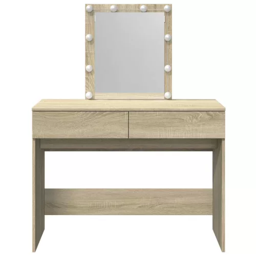Sonoma tölgy színű fésülködőasztal LED-del 100 x 40 x 130 cm