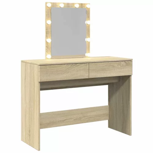 Sonoma tölgy színű fésülködőasztal LED-del 100 x 40 x 130 cm