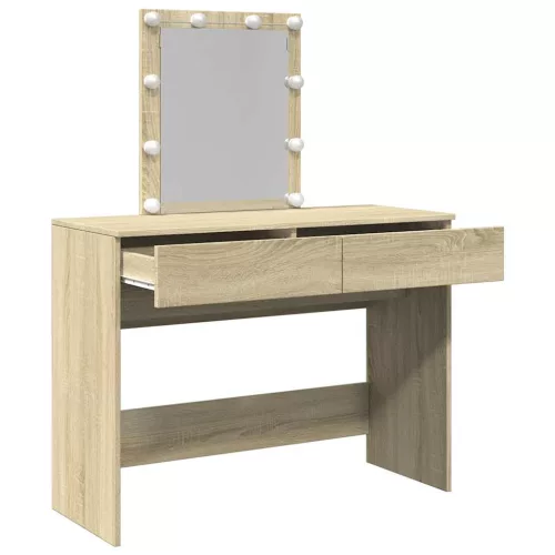 Sonoma tölgy színű fésülködőasztal LED-del 100 x 40 x 130 cm