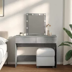Betonszürke fésülködőasztal LED-del 100 x 40 x 130 cm
