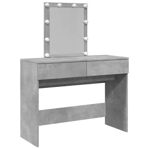 Betonszürke fésülködőasztal LED-del 100 x 40 x 130 cm