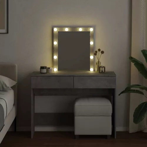 Betonszürke fésülködőasztal LED-del 100 x 40 x 130 cm