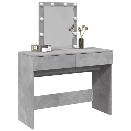 Betonszürke fésülködőasztal LED-del 100 x 40 x 130 cm