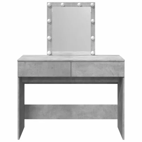 Betonszürke fésülködőasztal LED-del 100 x 40 x 130 cm