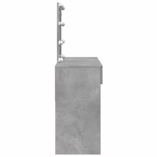 Betonszürke fésülködőasztal LED-del 100 x 40 x 130 cm