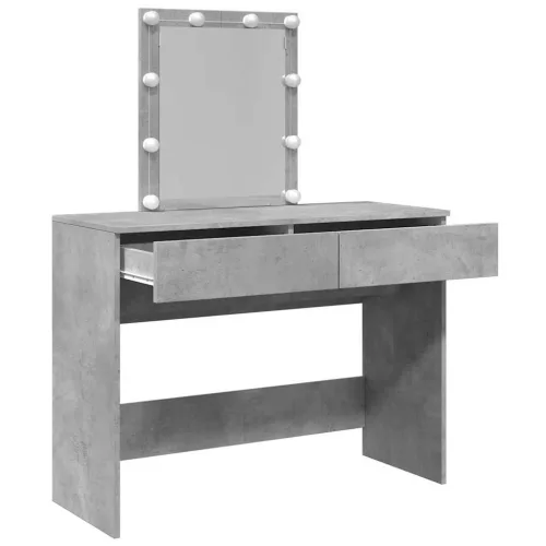 Betonszürke fésülködőasztal LED-del 100 x 40 x 130 cm