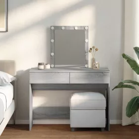   Szürke sonoma színű fésülködőasztal LED-del 100 x 40 x 130 cm