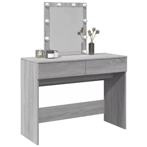 Szürke sonoma színű fésülködőasztal LED-del 100 x 40 x 130 cm