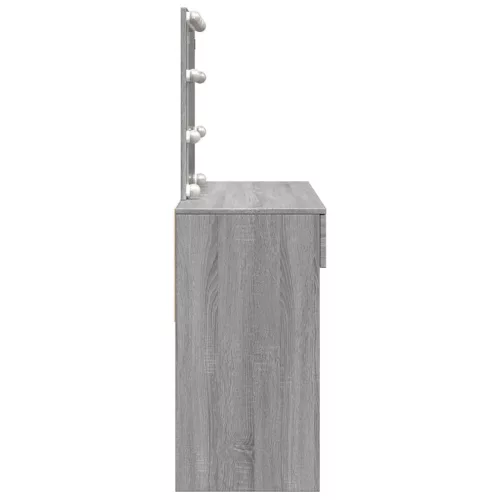 Szürke sonoma színű fésülködőasztal LED-del 100 x 40 x 130 cm