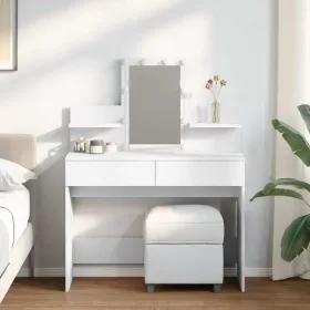 Fehér fésülködőasztal LED-del 100 x 40 x 130 cm