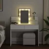 Fehér fésülködőasztal LED-del 100 x 40 x 130 cm