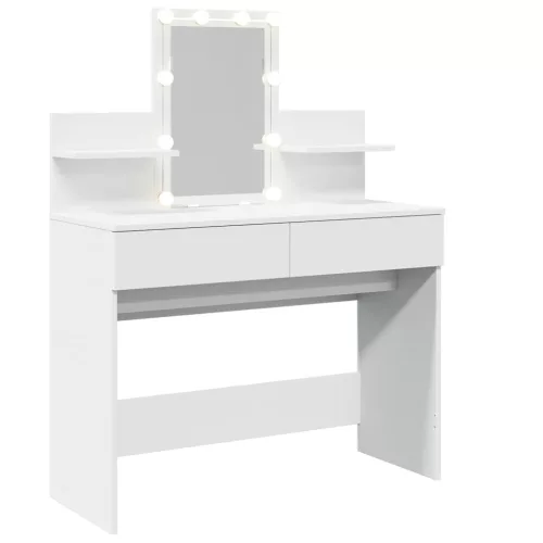 Fehér fésülködőasztal LED-del 100 x 40 x 130 cm