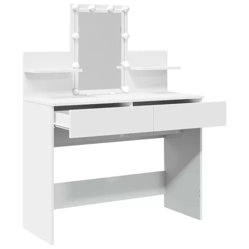 Fehér fésülködőasztal LED-del 100 x 40 x 130 cm