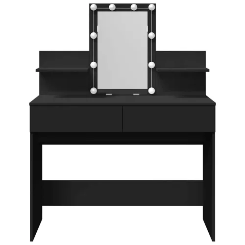 Fekete LED-es fésülködőasztal 100 x 40 x 130 cm