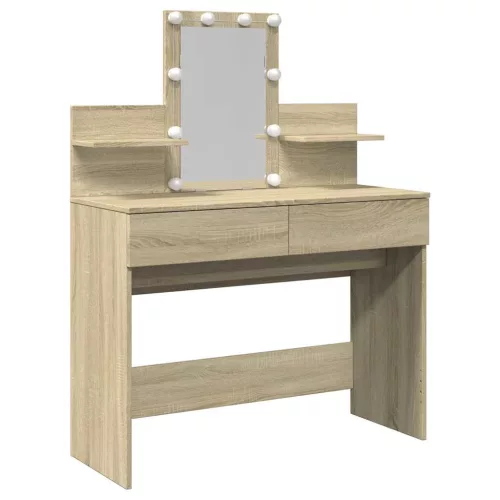 Sonoma tölgy színű fésülködőasztal LED-del 100 x 40 x 130 cm