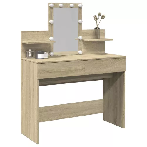 Sonoma tölgy színű fésülködőasztal LED-del 100 x 40 x 130 cm