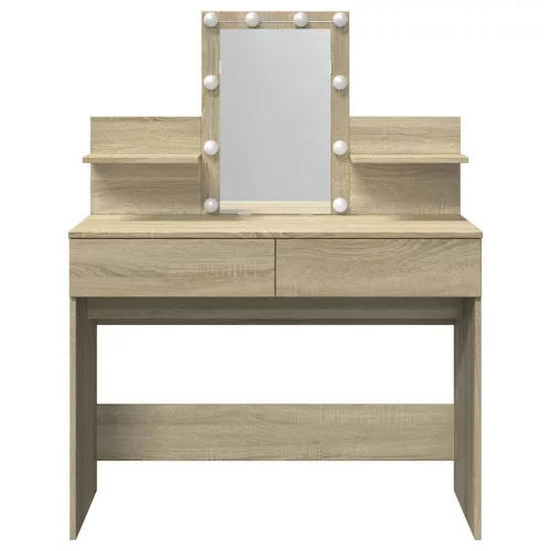 Sonoma tölgy színű fésülködőasztal LED-del 100 x 40 x 130 cm