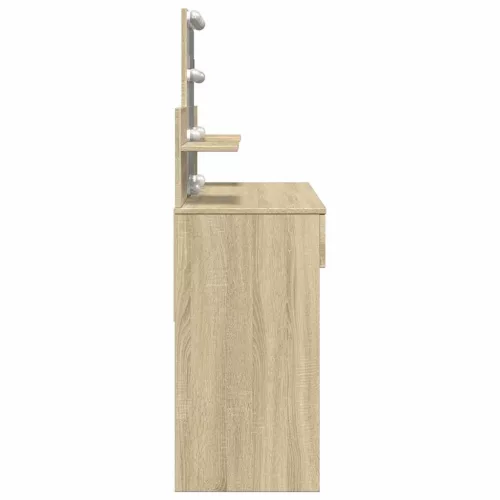 Sonoma tölgy színű fésülködőasztal LED-del 100 x 40 x 130 cm