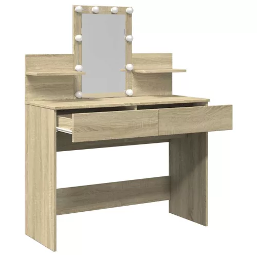 Sonoma tölgy színű fésülködőasztal LED-del 100 x 40 x 130 cm