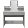 Betonszürke fésülködőasztal LED-del 100 x 40 x 130 cm