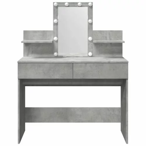 Betonszürke fésülködőasztal LED-del 100 x 40 x 130 cm