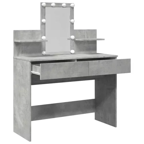 Betonszürke fésülködőasztal LED-del 100 x 40 x 130 cm