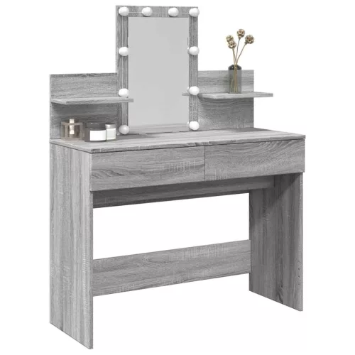 Szürke sonoma színű fésülködőasztal LED-del 100 x 40 x 130 cm