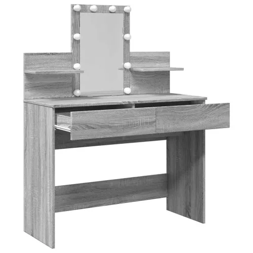 Szürke sonoma színű fésülködőasztal LED-del 100 x 40 x 130 cm