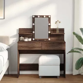   Barna tölgy színű fésülködőasztal LED-del 100 x 40 x 130 cm