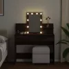 Barna tölgy színű fésülködőasztal LED-del 100 x 40 x 130 cm