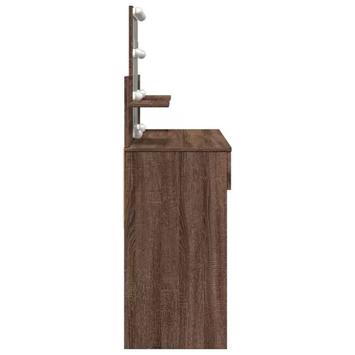Barna tölgy színű fésülködőasztal LED-del 100 x 40 x 130 cm