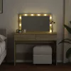 Sonoma tölgy színű fésülködőasztal LED-del 100 x 40 x 120 cm