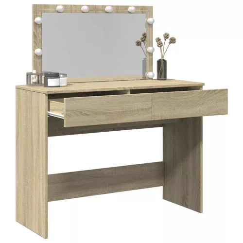 Sonoma tölgy színű fésülködőasztal LED-del 100 x 40 x 120 cm