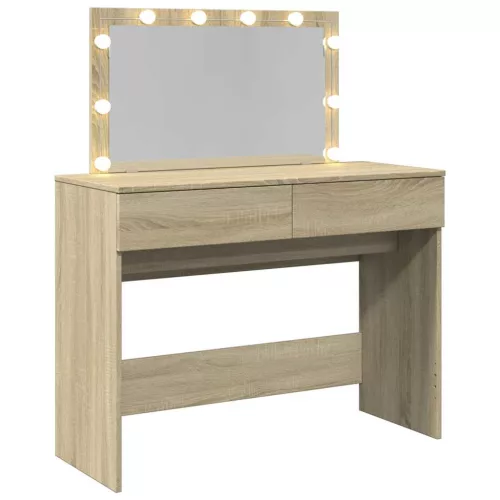 Sonoma tölgy színű fésülködőasztal LED-del 100 x 40 x 120 cm