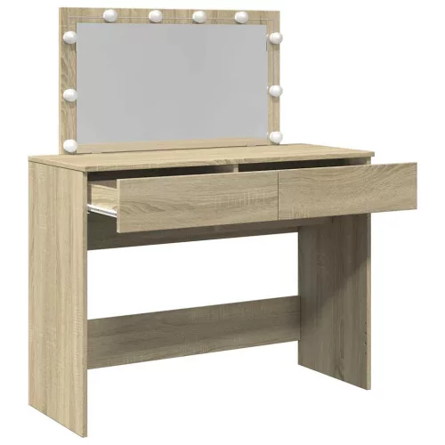 Sonoma tölgy színű fésülködőasztal LED-del 100 x 40 x 120 cm