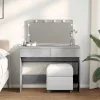 Betonszürke fésülködőasztal LED-del 100 x 40 x 120 cm