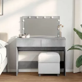 Betonszürke fésülködőasztal LED-del 100 x 40 x 120 cm
